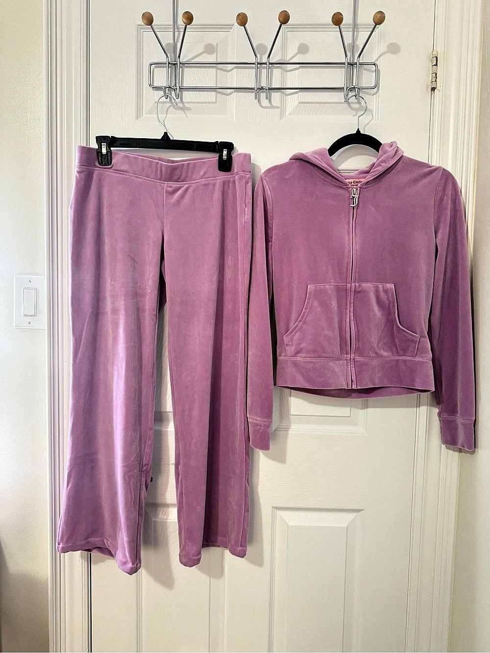 Juicy Couture Velour Rhinestone Crown Tracksuit Light Purple Set